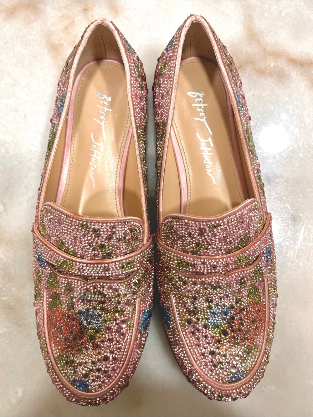 Betsey Johnson ARON Floral Multi Rhinestone Loafers Women’s 8 NWOT - Picture 3 of 6